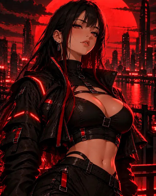 OpenArt para futanari comic con IA: ilustración de un personaje adulto ficticio en estilo anime